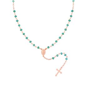 Collana Rosario con Grani Verde Smeraldo, Argento s925