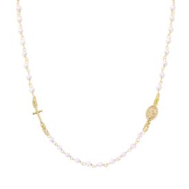 Collana Rosario cm 50 con Grani in Perla mm 3, Argento s925 Gold