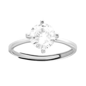 Solitaire Ring with Green Oval Zircon, in S925 SILVER