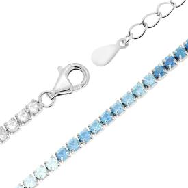 Bracciale Tennis 2mm Azzurro Degradè, in Argento S925