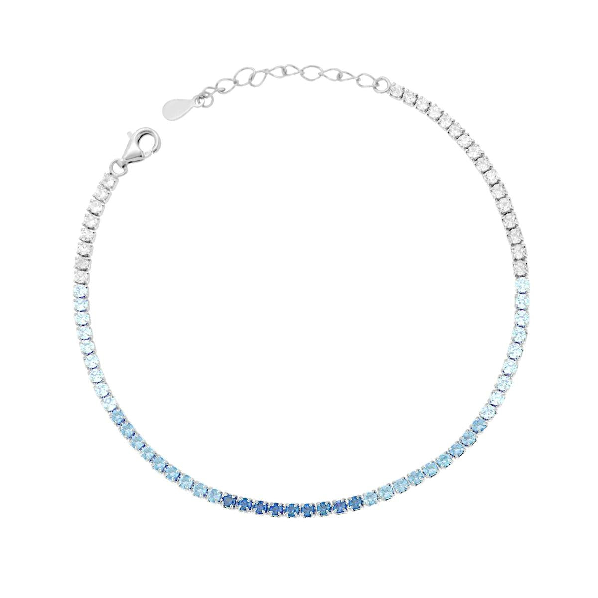 Bracciale Tennis 2mm Azzurro Degradè, in Argento S925