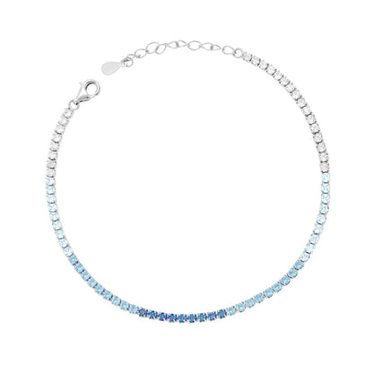 Bracciale Tennis 2mm Azzurro Degradè, in Argento S925