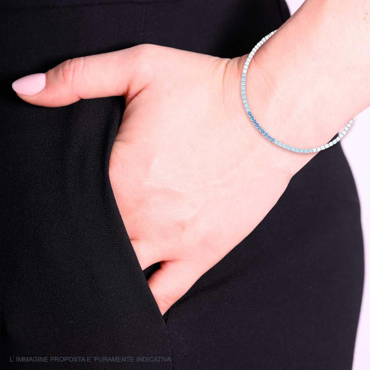 Bracciale Tennis 2mm Azzurro Degradè, in Argento S925
