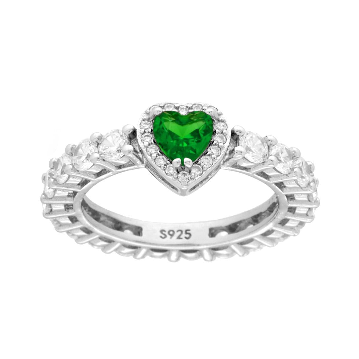 Solitaire Ring with Green Oval Zircon, in S925 SILVER