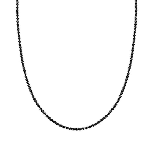 Collana Tennis cm 17-20 con Crystal mm 2 Neri, in ACCIAIO inossidabile