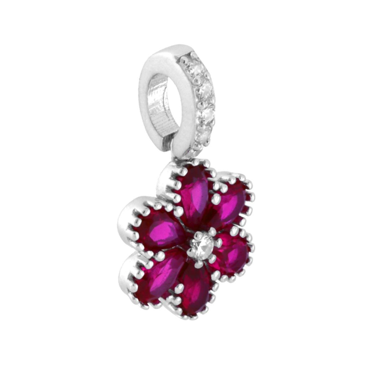 Ciondolo Fiore Ruby Elegance, Argento s925
