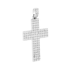 Ciondolo Croce con Cubic Zirconia Piatta Bianca, Argento s925