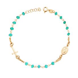 Bracciale Rosario con Grani Verde Mare, in Argento s925
