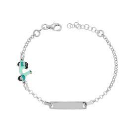 Bracciale con Targa Rettangolare e Scooter Vespa, Argento s925