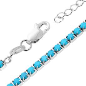Bracciale Tennis Turchese 3mm, in Argento S925