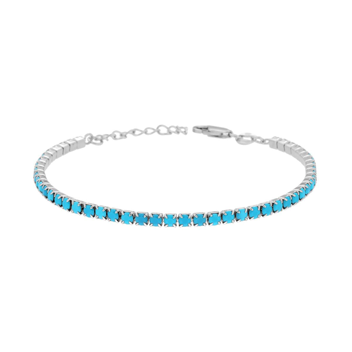 Bracciale Tennis Turchese 3mm, in Argento S925