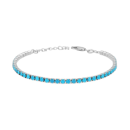 Bracciale Tennis Turchese 3mm, in Argento S925
