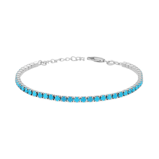 Bracciale Tennis Turchese 3mm, in Argento S925