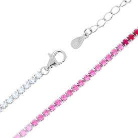 Collana Girocollo Tennis, 2.3mm Degradè Rosa, Argento 925