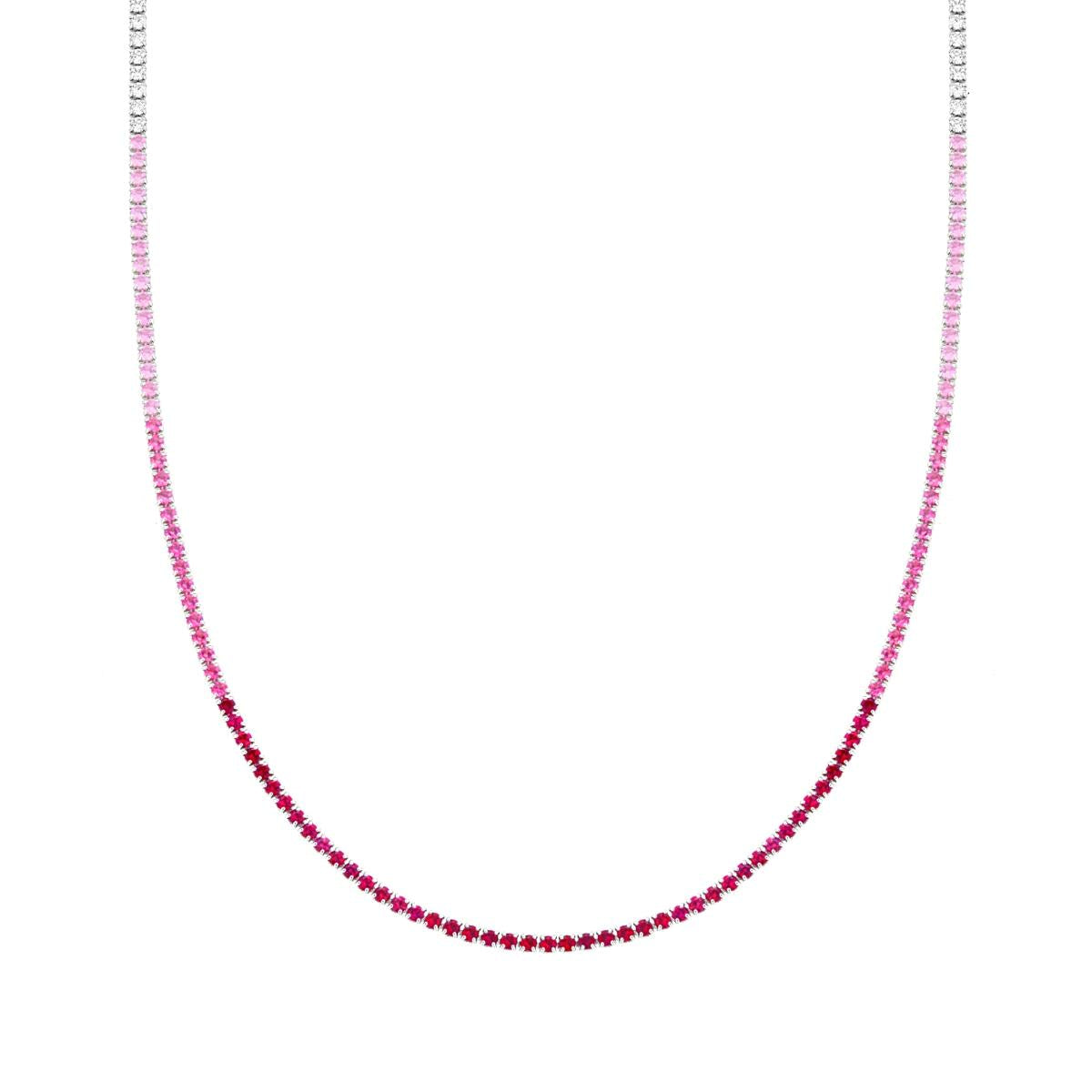 Collana Girocollo Tennis, 2.3mm Degradè Rosa, Argento 925