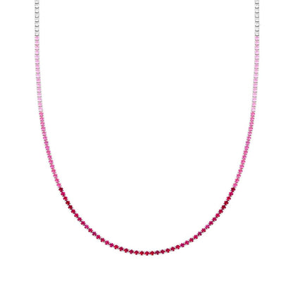 Collana Girocollo Tennis, 2.3mm Degradè Rosa, Argento 925