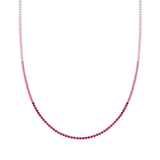 Collana Girocollo Tennis, 2.3mm Degradè Rosa, Argento 925