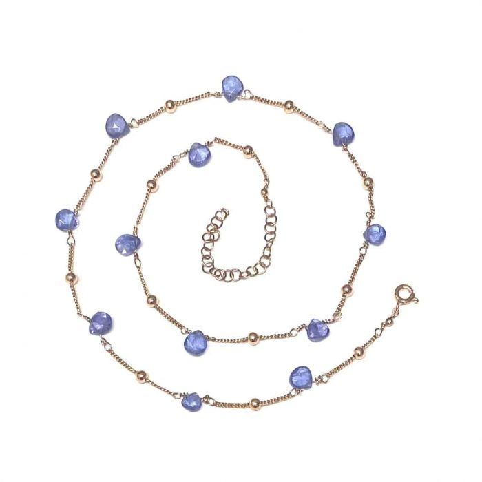 Collana Preziosa in Argento 925 e Oro con Gocce di Tanzanite