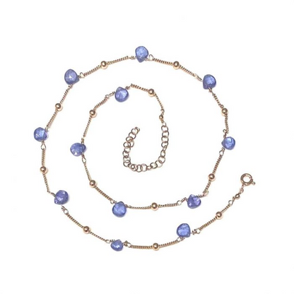 Collana Preziosa in Argento 925 e Oro con Gocce di Tanzanite