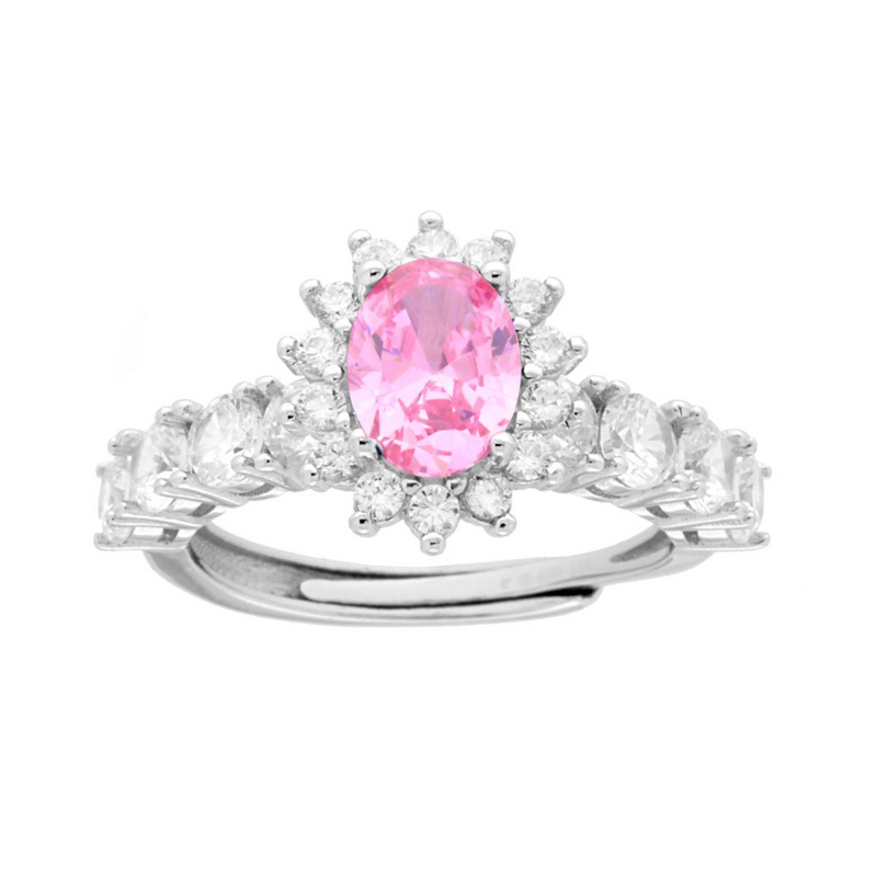 Anello Argento 925 con Zirconia Bianca Regolabile
