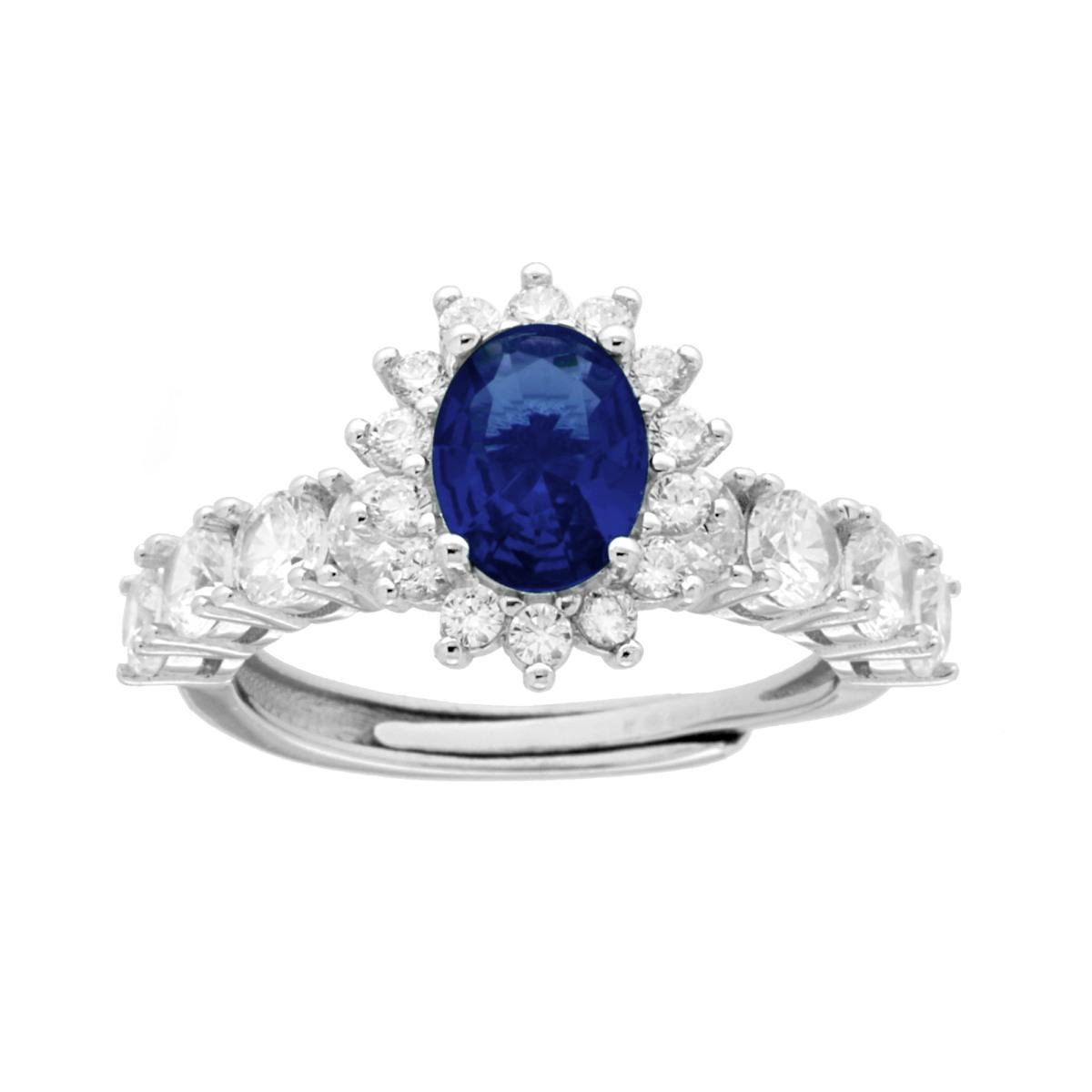 Anello Argento 925 con Zirconia Bianca Regolabile