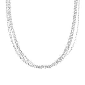 Long Necklace with Multicolor Sapphire Stones, S925 Silver and Gold