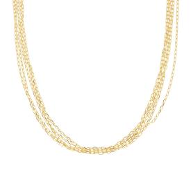 Long Necklace with Multicolor Sapphire Stones, S925 Silver and Gold