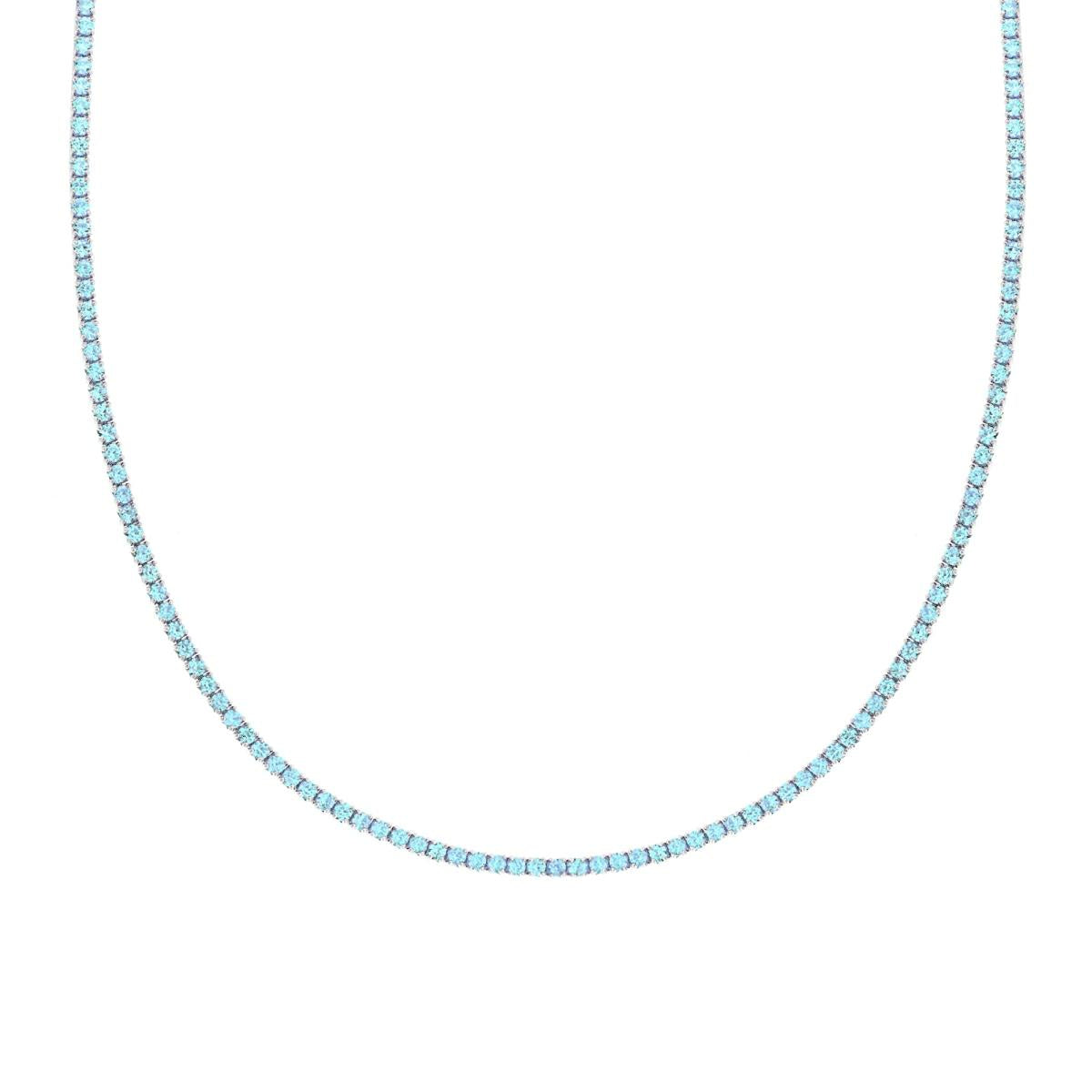 Collana Girocollo Tennis, 2.5mm Acquamarina, Argento 925