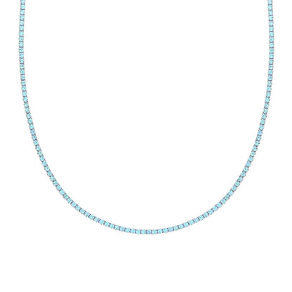 Collana Girocollo Tennis, 2.5mm Acquamarina, Argento 925