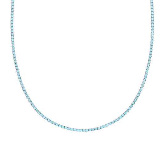 Collana Girocollo Tennis, 2.5mm Acquamarina, Argento 925