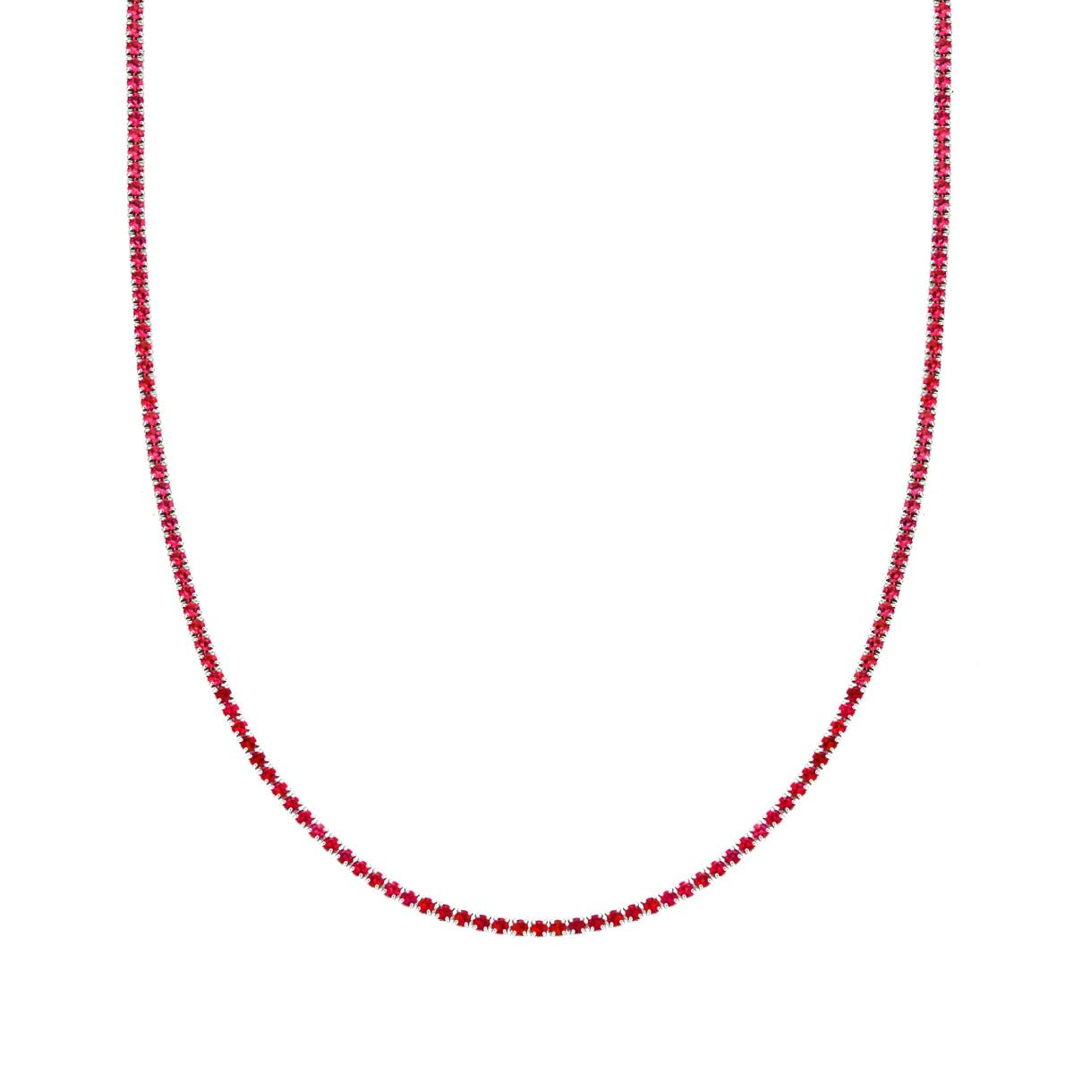 Collana Girocollo Tennis, 2.5 mm Rossa, Argento 925