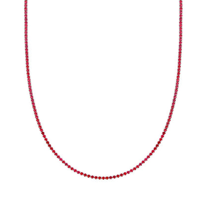 Collana Girocollo Tennis, 2.5 mm Rossa, Argento 925