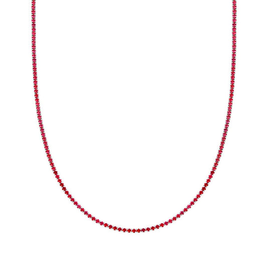 Collana Girocollo Tennis, 2.5 mm Rossa, Argento 925