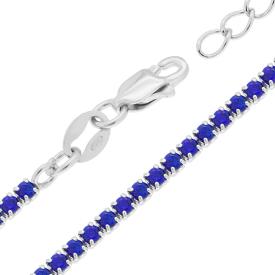 Collana Girocollo Tennis, 2.5mm Blu Zaffiro, Argento 925