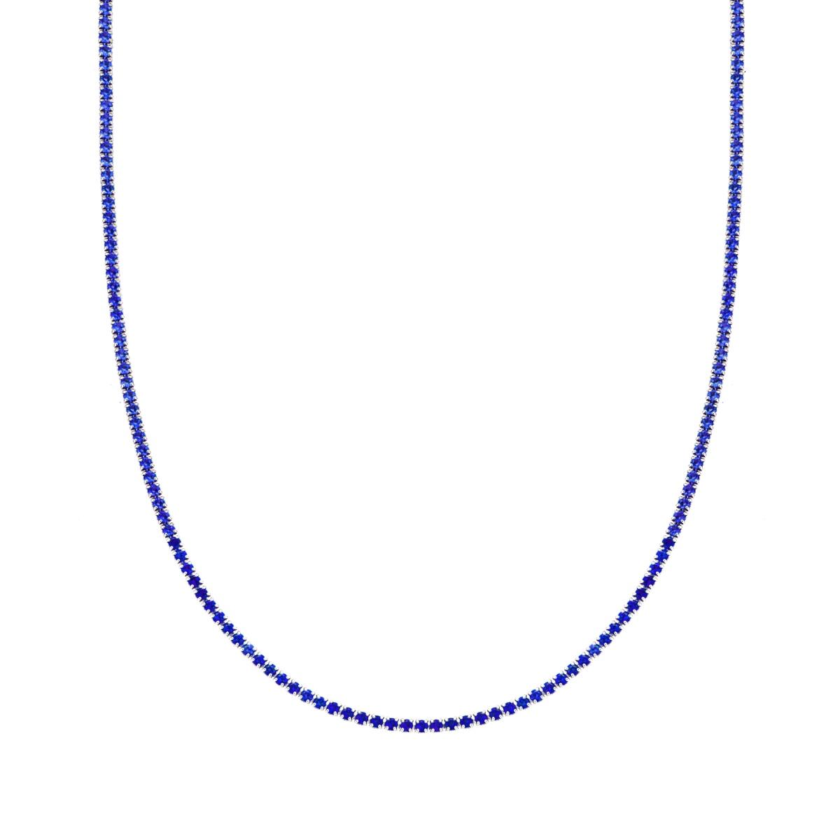 Collana Girocollo Tennis, 2.5mm Blu Zaffiro, Argento 925
