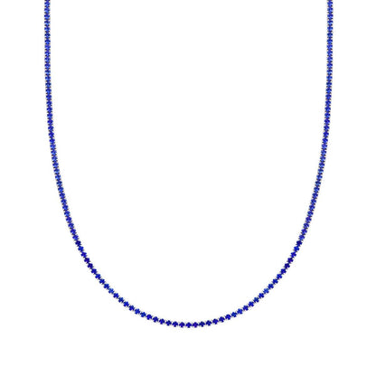 Collana Girocollo Tennis, 2.5mm Blu Zaffiro, Argento 925