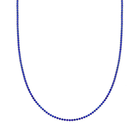 Collana Girocollo Tennis, 2.5mm Blu Zaffiro, Argento 925