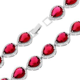 Bracciale Tennis Ovale Kate Rosso Rubino e Bianco, in ARGENTO 925