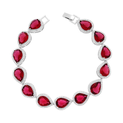 Bracciale Tennis Ovale Kate Rosso Rubino e Bianco, in ARGENTO 925