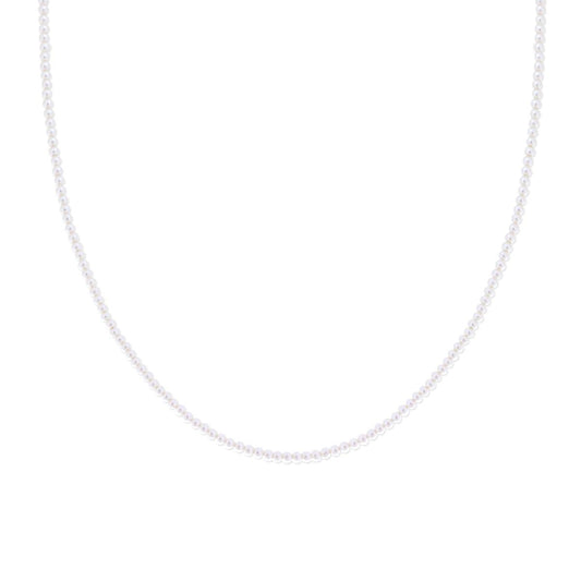 Collana Girocollo, Filo Perla Bianca mm 2, Argento S925