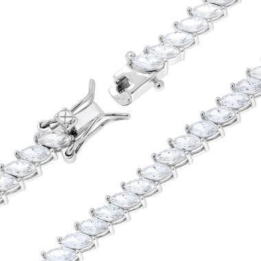 Bracciale Tennis Taglio Marquise, cm 18, Argento s925
