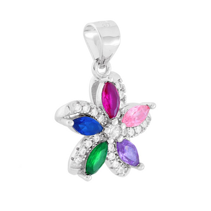 Ciondolo Fiore Multicolor Elegance, Argento s925