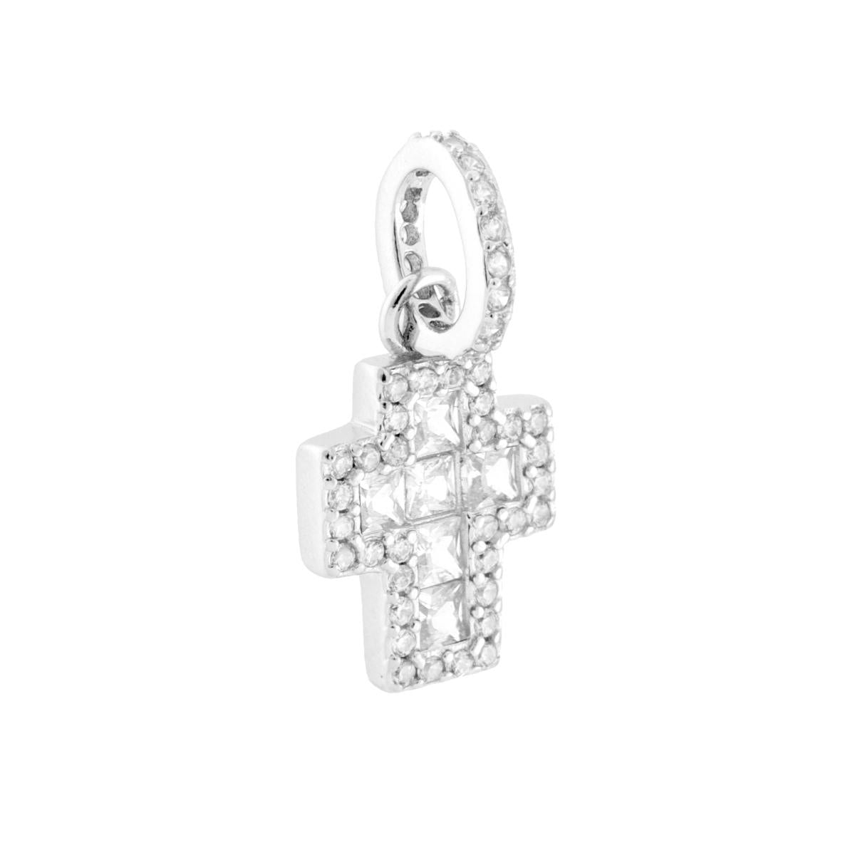 Sparkling Blue and White Cross Pendant – in 925 Sterling Silver