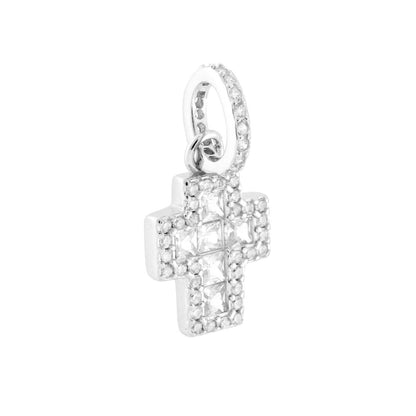 Sparkling Blue and White Cross Pendant – in 925 Sterling Silver