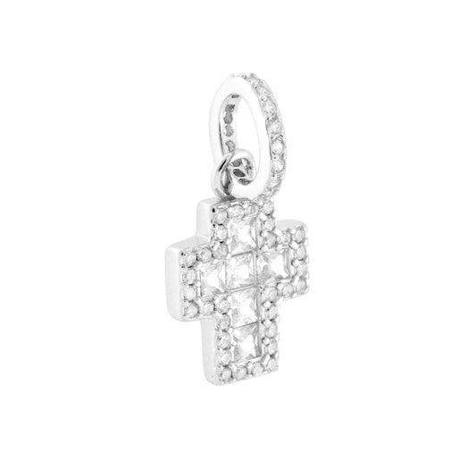 Ciondolo Croce Bianca Brillante –  in Argento 925