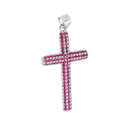 Sparkling Green and White Cross Pendant – in 925 Sterling Silver