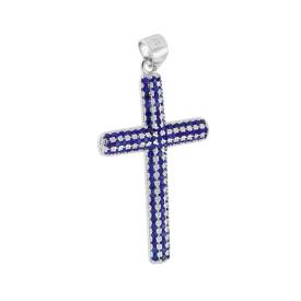 Sparkling Green and White Cross Pendant – in 925 Sterling Silver