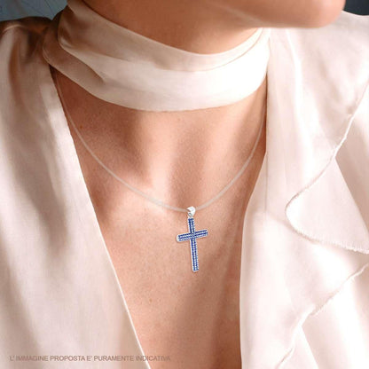 Sparkling Green and White Cross Pendant – in 925 Sterling Silver