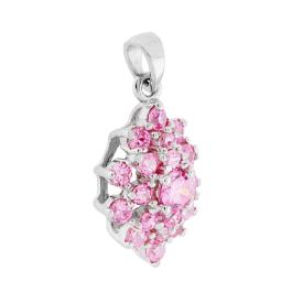 Ciondolo Fiore Rombo Rosa, Argento s925