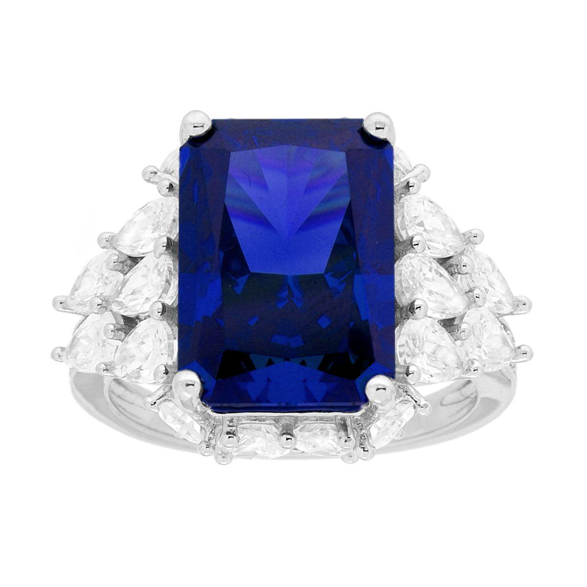 Bague rectangulaire Lady D en argent 925